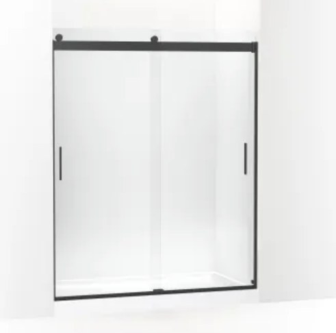 Matte black bypass sliding glass shower door