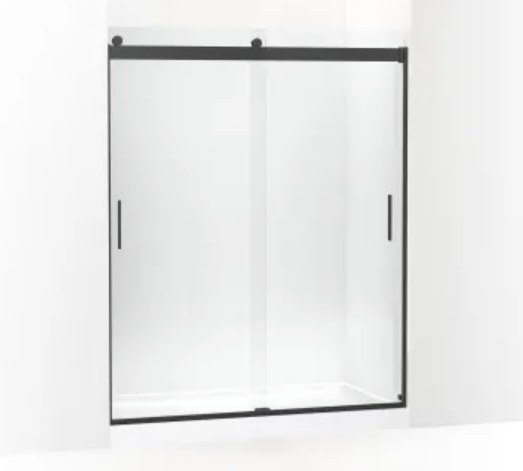 Matte black framed bypass sliding glass shower door